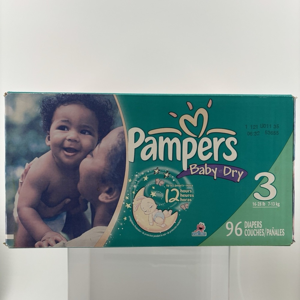 2009 Pampers Baby Dry Sesame Street Diapers Size 3 Sealed Box 96 Count ~Vintage